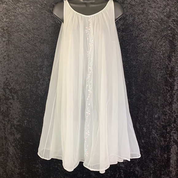 Vanity Fair Other - Vintage Vanity Fair Pale Blue Nylon Sheer Short Nightgown Sz S